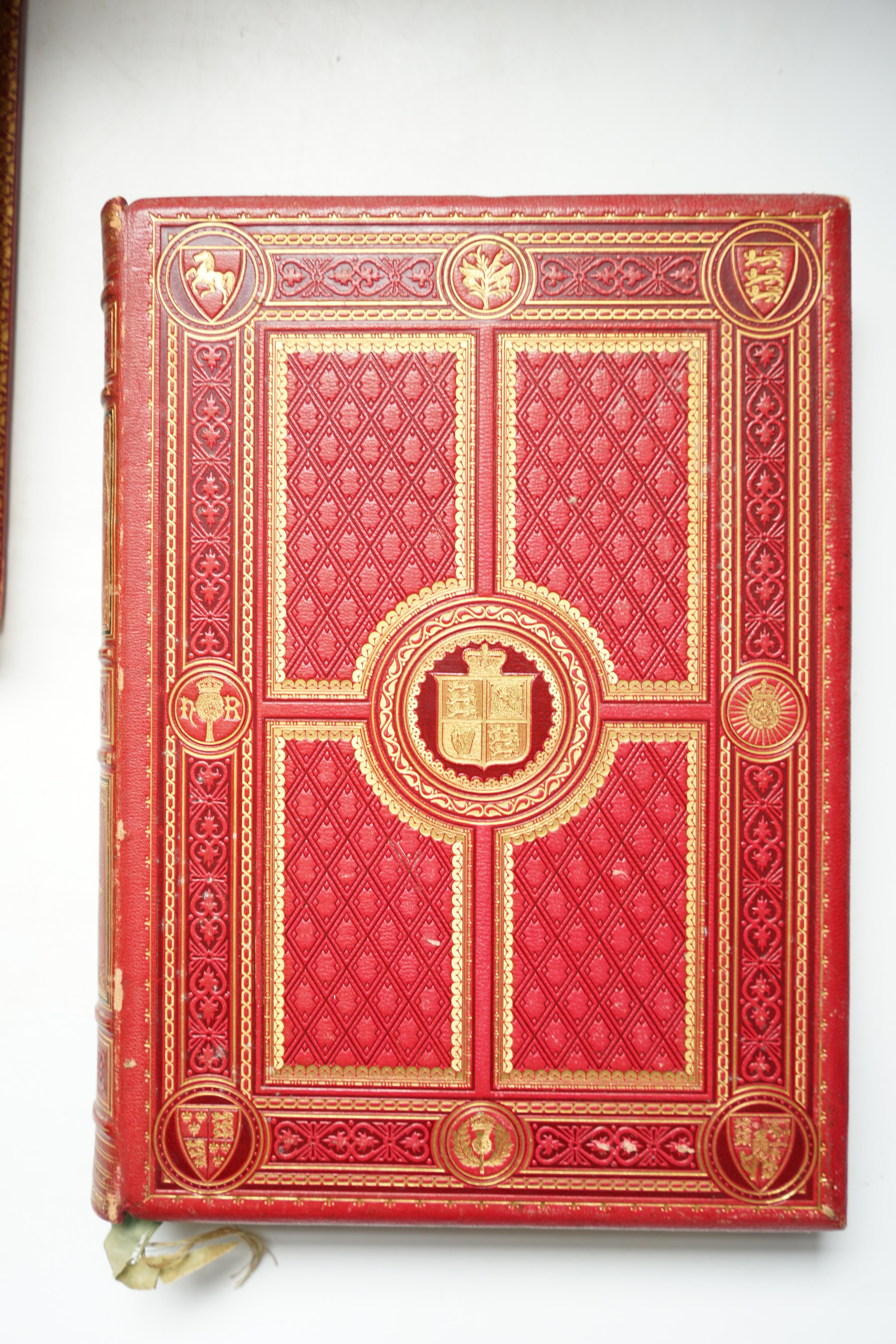 Archer, Thomas - Pictures and Royal Portraits illustrative of English and Scottish History, with an Introduction of Christianity to the Present Time, 2 vols, 4to, red leather gilt, illustrated with tinted plates, Blackie